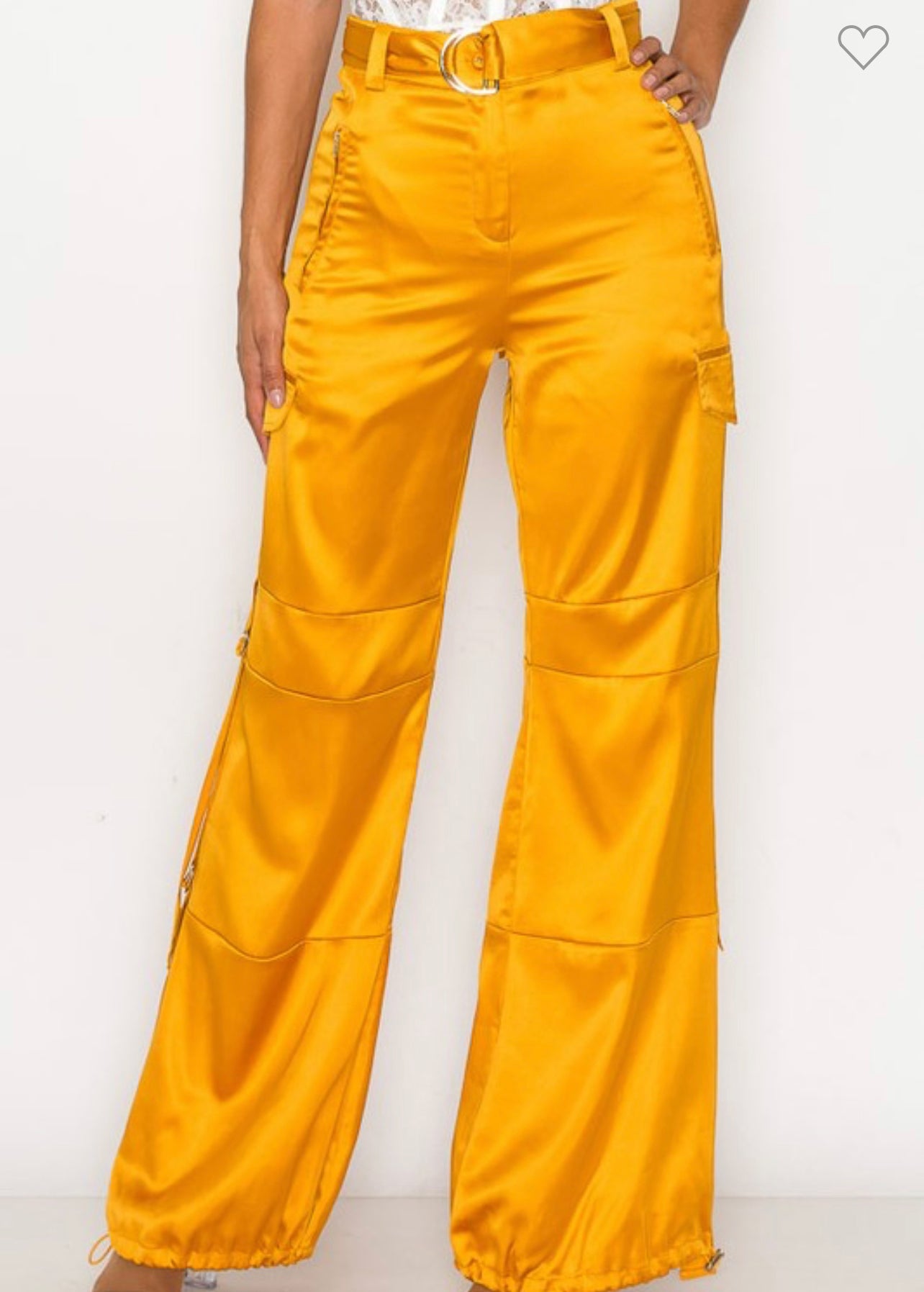 Mustard Satin Cargo Pant