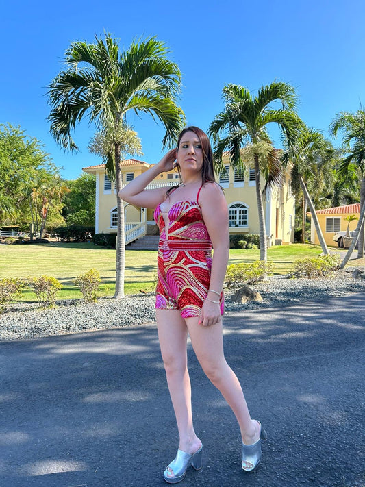 Red Multi Gemstone Romper