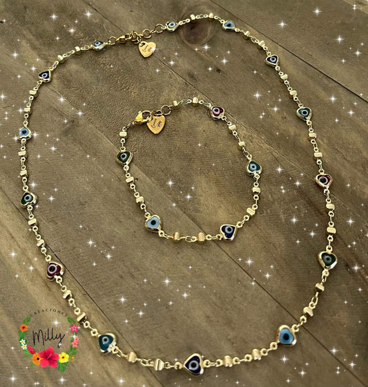 Hearts Necklace & Bracelet